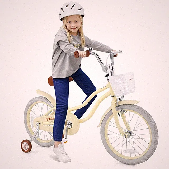 18" Kids Bike Adjustable w/ Removable Storage Basket Training Wheel 3-8 Year Old