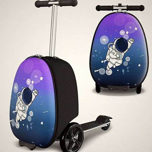 2-in-1 Ride-On Scooter Suitcase, Scooter Luggage for Kids Ages 5-12, Foldable...