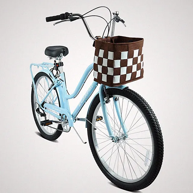 26 Inch 7 Speed City Commuter Bike Steel Frame Detachable Basket Lock