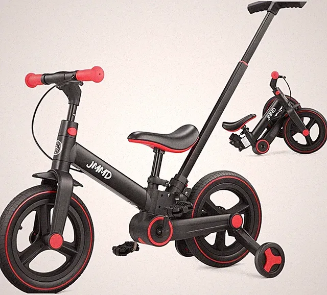 6 in 1 Toddler Bike with Push Handle for Kids 12" Foldable With Training Wheels