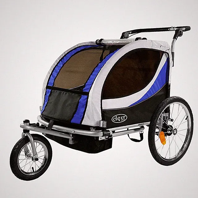 ClevrPlus Deluxe 3-in-1 Bike Trailer Stroller Jogger for Kids, Blue