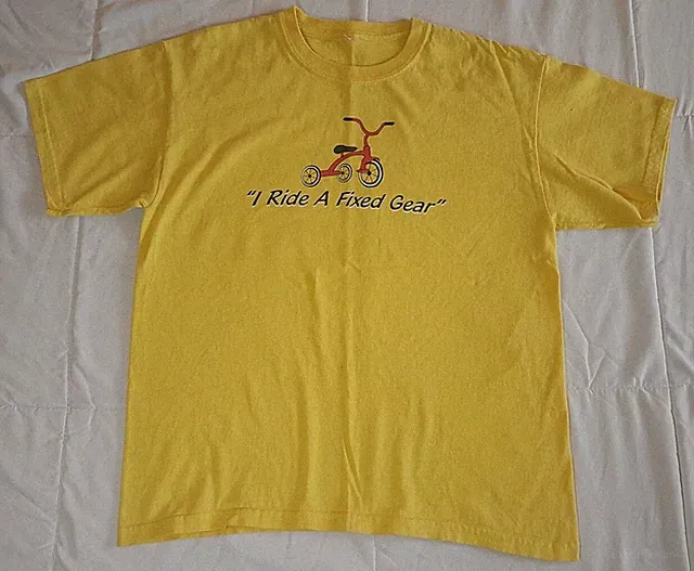 Kid's Medium "I Ride A Fixed Gear" Tricycle T-Shirt Yellow OTE Fruita Colorado