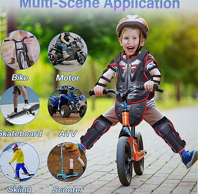 Kids Motorcycle Full Body Armor Jacket Chest Protector Gear Elbow Pads Xmas Gift