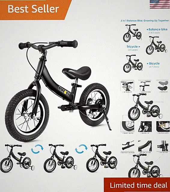Safe Transitioning Balance Bike for Children 2-7 with Adjustable Features