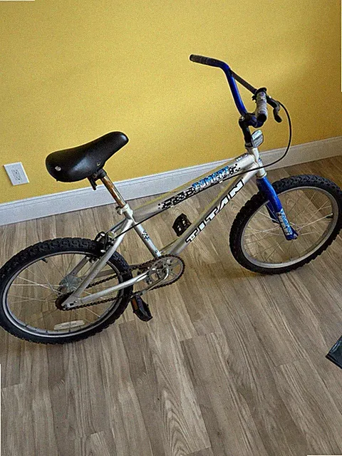 Titan 20 in BMX Bike 1 Speed Silver/Blue Unisex Kids Caliper Side Pull