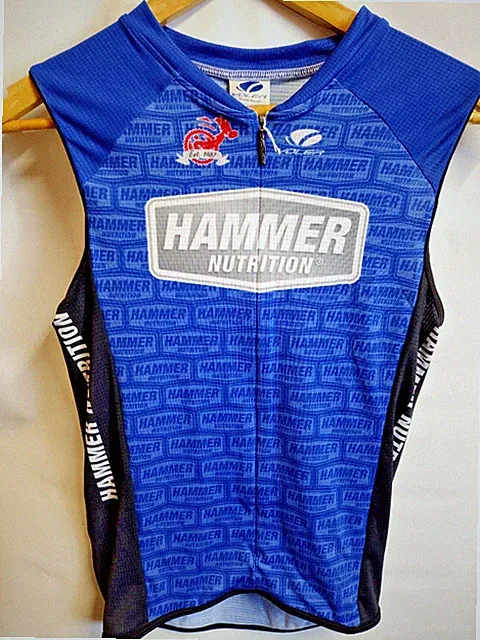 Voler Hammer Nutrition Kids 2XL Youth Aero Grid Raglan Triathlon Top NEW Blue